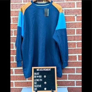 Winston Mens Sweatshirt 3XL Navy Tan Blue  Long Sleeve Cotton Soft Made in Peru